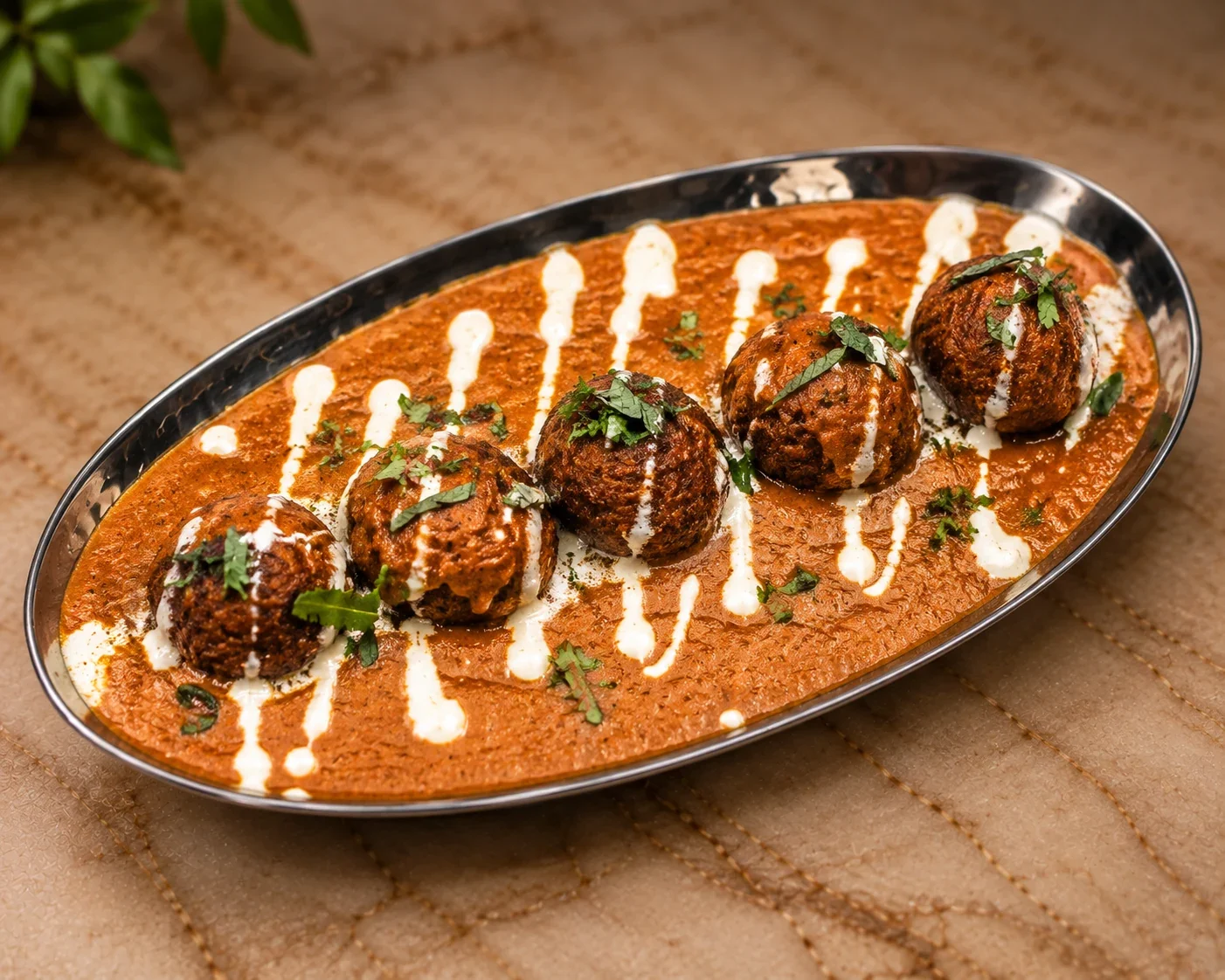 Malai Kofta simmered in rich creamy tomato gravy at Sevana